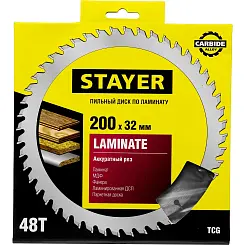 Диск пильный STAYER 200x32мм 48Т для ламината 'Laminate line' 3684-200-32-48