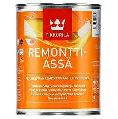 Краска для стен и потолков TIKKURILA REMONTTI ASSA база A 0,9л полуматовая 81560010110