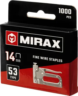 MIRAX 14 мм скобы для степлера тонкие тип 53, 1000 шт