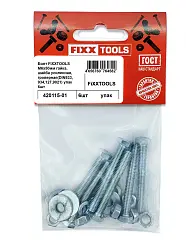 Болт FIXXTOOLS М6х50мм гайка, шайба усиленнная, гроверная (DIN933, 934, 127, 9021) упак 6шт