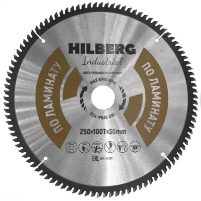 Диск пильный Hilberg INDUSTRIAL ламинат 250х30х2,8мм 100T HL250