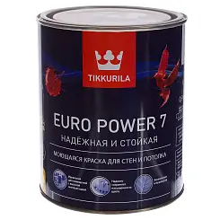Краска моющаяся TIKKURILA EURO POWER 7 для стен и потолков, матовая база A 0.9л 700001118