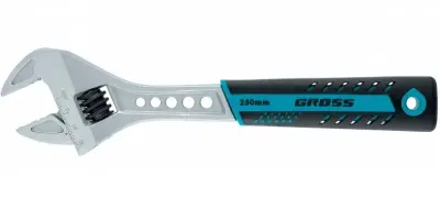 Ключ разводной GROSS 200мм двухкомпонентная ручка Cr-V 15561