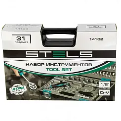 Набор инструментов, 1/2", CrV, пластиковый кейс 31 предм.// Stels