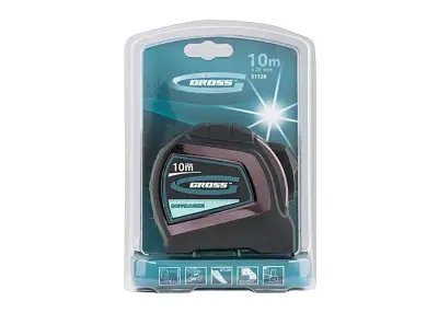 Рулетка GROSS 10м x 25мм DOPPELHAKEN 31126