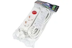 S-GCU2-3B WHITE Удлинитель серии Ultra, шнур 3м., 2 гнезда, 16A, с/з. Белый. TM Uniel