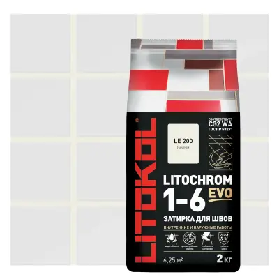 Затирка цементная Litokol Litochrom EVO 1-6 LE 200 белый 2кг 500180002
