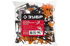 ЗУБР СВП комплект: 50+50шт (1,0 мм зажим + клин), система выравнивания плитки, в пакете.