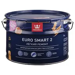 Краска TIKKURILA EURO SMART 2 для стен и потолков, глубокоматовая база A 9л 700001104