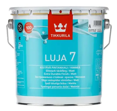 Краска для стен и потолков TIKKURILA LUJA 7 EXTRA DURABLE база A 2,7л матовая 69960010130