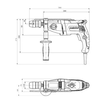 Дрель METABO 1300Вт ударная кейс SBEV 1300-2