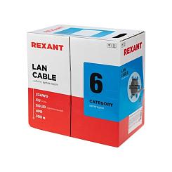 Кабель витая пара REXANT U/UTP CAT 6 LSZH нг(А)-HF 4PR 23AWG INDOOR SOLID серый 305 м 01-0067