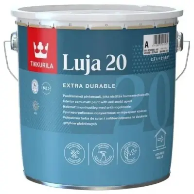Краска для стен и потолков TIKKURILA LUJA 20 база A 2,7л полуматовая 80460010130