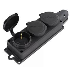 Колодка Люксэл 4-гн с заглушками каучук 16А 250В IP44