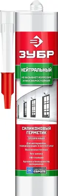 Герметик силиконовый ЗУБР прозрачный, нейтральный, 280мл