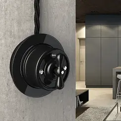 Выключатель на 4 положения двухклавишный черный Ретро WERKEL WL18-01-05