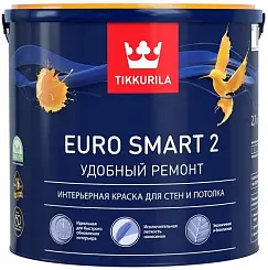 Краска TIKKURILA EURO SMART 2 для стен и потолков, глубокоматовая база A 2.7л 700001103