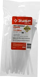 Кабельные стяжки разъемные белые КСР-Б1, 7.5 x 200 мм, 100 шт, нейлоновые, ЗУБР Профессионал