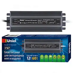 UET-VAF-060A67 12V IP67 Блок питания ультратонкий, 60Вт. Металлический корпус. TM Uniel
