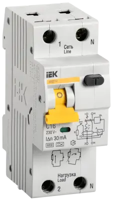 Дифференциальный автоматический выключатель IEK АВДТ32 2P С16 MAD22-5-016-C-30
