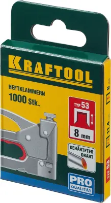 Скобы для степлера тонкие тип 53, 1000шт KRAFTOOL 8мм