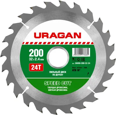 URAGAN Speed cut 200х32мм 24Т, диск пильный по дереву