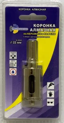 Коронка алмазная Trio-Diamond по керамике и стеклу 22мм 400022