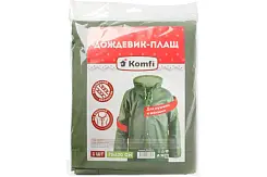 EVA005G Дождевик зеленый EVA с капюшоном (на кнопках) Komfi/50