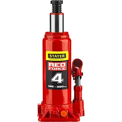 Домкрат гидравлический бутылочный в кейсе STAYER RED FORCE 4т 195-380мм