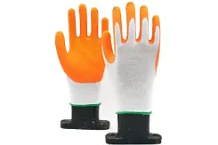 Перчатки защитные RICH нейлоновые с латексом 33гр, оранжево-белые