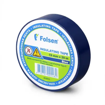 Лента изоляционная Folsen 19мм х 20м синяя 012502