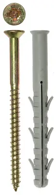 Дюбель рамный нейлоновый, в комплекте с оцинкованным шурупом, шлиц Pz, 10 x 100 мм, 50 шт, ЗУБР Проф