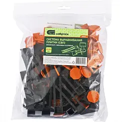 Система выравнивания плитки Сибртех (СВП), комплект: зажимы, клинья (40/40 шт) в пакете 88060