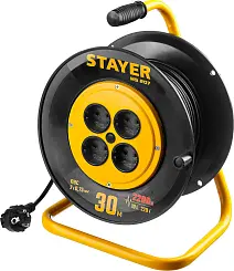 Удлинитель на катушке MS 207, 30 м, 2200 Вт, 4 гнезда, ПВС 2х0,75 мм2, STAYER