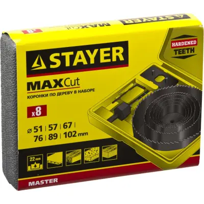 Набор коронок STAYER по дереву 51,57,67,76,88,102мм "MASTER"