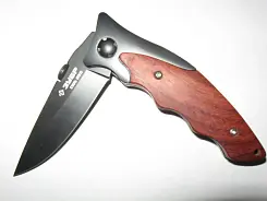 Нож ЗУБР ПРЕМИУМ СТРЕЛЕЦ складной эргономичная рукоятка с деревянными накладками 185мм 47711