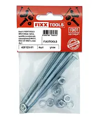 Болт FIXXTOOLS М6х100мм гайка, шайба усиленнная, гроверная (DIN933, 934, 127, 9021) упак 4шт