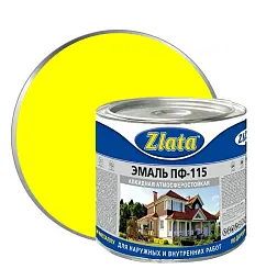 Эмаль ПФ-115 ZLATA для наружных и внутренних работ желтая банка 1,8кг
