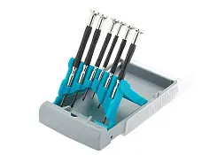 Набор отверток для точной механики Gross CrMo, метал. обрезин. рукоятки, 6шт бокс-трансформер 13346