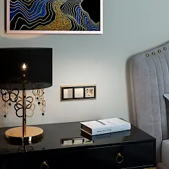 Выключатель одноклавишный с подсветкой шампань рифленый WERKEL WL10-SW-1G-LED