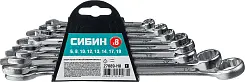 Набор комбинированных гаечных ключей 8 шт, 6 - 19 мм, СИБИН