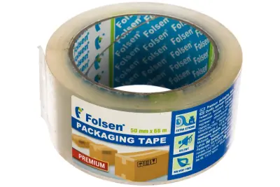 Лента упаковочная Folsen Premium PP 50мм х 66м прозрачная 32мкм 0453750