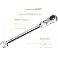Комбинированный гаечный ключ трещоточный шарнирный, ЗУБР 8 мм,  27101-08