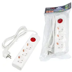 Удлинитель TM Uniel S-GCU3-1,5B WHITE, серии Ultra, шнур 1,5м., 3 гнезда, 16A, с/з, цвет белый, UL-0