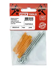 Шуруп полукольцо FIXXTOOLS оцинкованный 4х70мм с дюбелем упак 4шт