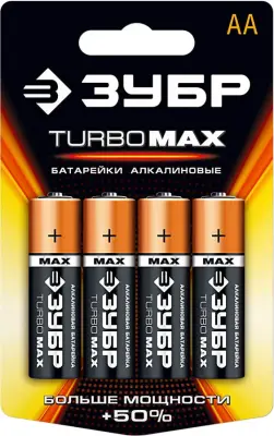 Батарейка 1.5В тип АА 4шт ЗУБР TURBO-MAX
