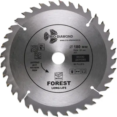 Диск пильный Trio-Diamond FOREST LONG LIFE 180х16/20х2,4мм 36T FLL816