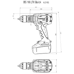 Аккумуляторная дрель-шуруповерт METABO 18В 2АКБ кейс BS 18 LTX Quick (602193500)