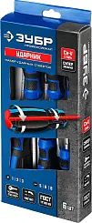 Набор: Отвертки ударные ЗУБР "ПРОФЕССИОНАЛ" "УДАРНИК", сквозной Cr-V стержень с усилит.под ключ, 2-х