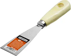 Шпатель стальной 40 мм, деревянная ручка, MIRAX